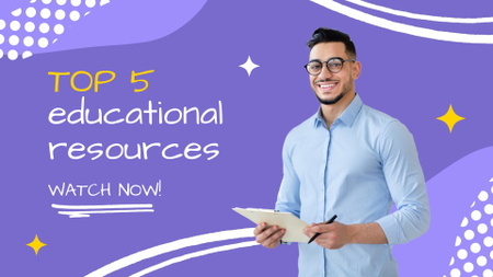 Educational Resources Promotion By Vlogger In Purple YouTube intro Design Template