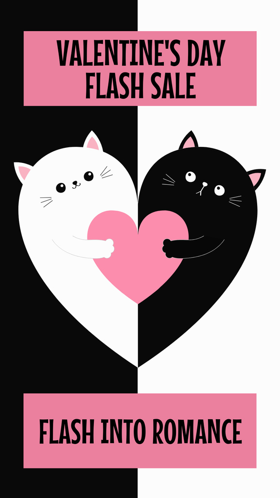 Cute Cats Couple And Flash Sale Due Valentine's Day Instagram Story Tasarım Şablonu