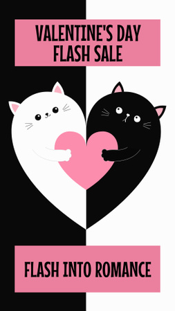Cute Cats Couple And Flash Sale Due Valentine's Day Instagram Story Design Template