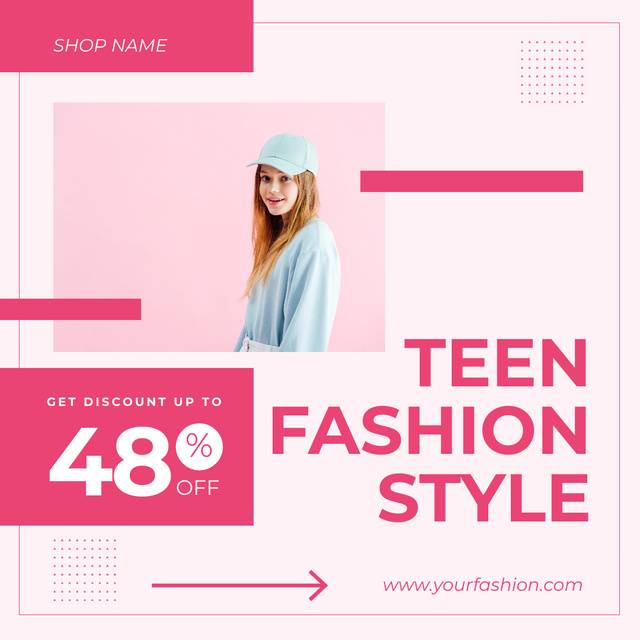 Teen Fashion Style Instagram Šablona návrhu