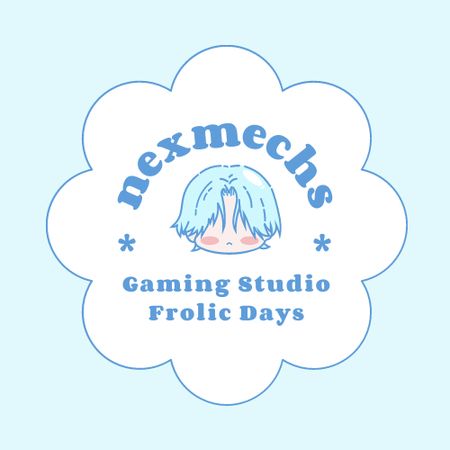 Gaming Studio Ad with Cute Virtual Character Logo Design Template