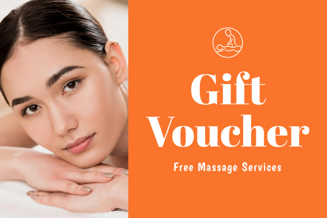 Ontwerpsjabloon van Gift Certificate van Massage Services Promotion with Young Woman