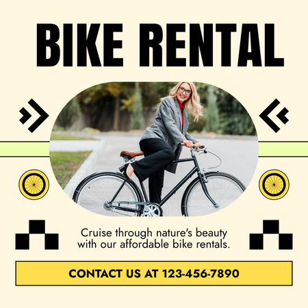 Városi kerékpárbérlés a városi körutazáshoz Instagram AD tervezősablon