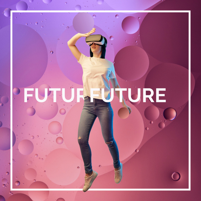 VR Technology Promotion with Futuristic Background Instagram Πρότυπο σχεδίασης