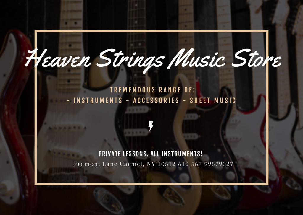 Music Store Offer with Guitars Card Design Template