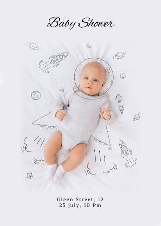 Baby Shower Celebration Announcement with Cute Newborn Invitationデザインテンプレート