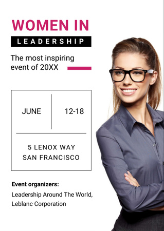 Inspiring Business Event for Female Leaders Flyer A6 Šablona návrhu