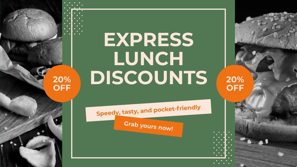 Szablon projektu Promo of Express Lunch Discounts with Burgers Youtube Thumbnail