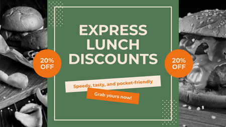 Promo of Express Lunch Discounts with Burgers Youtube Thumbnail Design Template
