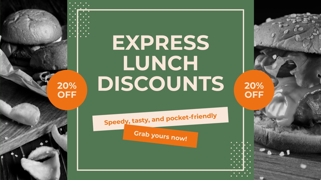 Promo of Express Lunch Discounts with Burgers Youtube Thumbnail Šablona návrhu