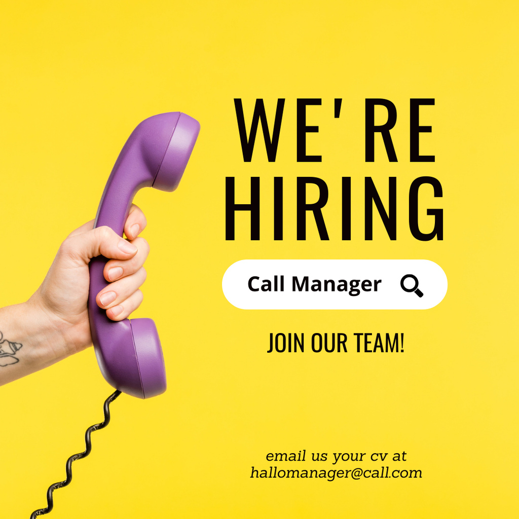 Call Manager Open Position Anouncement Instagram Design Template