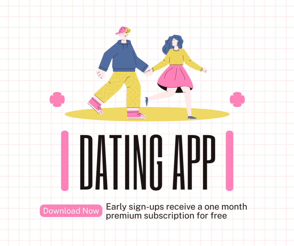Free Subscription Trial Offer for Dating App Facebook Tasarım Şablonu