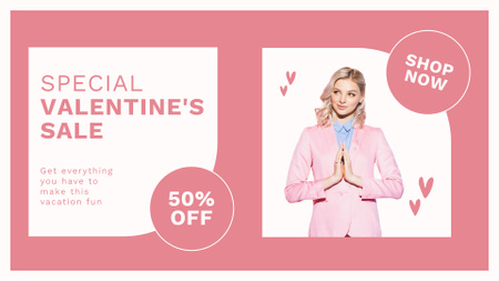 Special Valentine's Day Sale with Beautiful Blonde FB event cover Design Template