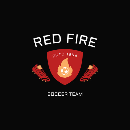 Emblema do Sport Club de futebol com bola em chamas Logo Modelo de Design