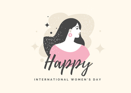 International Women's Day Greeting with Beautiful Woman Card Design Template