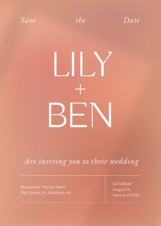 Wedding Day Announcement on Pink Invitation Design Template