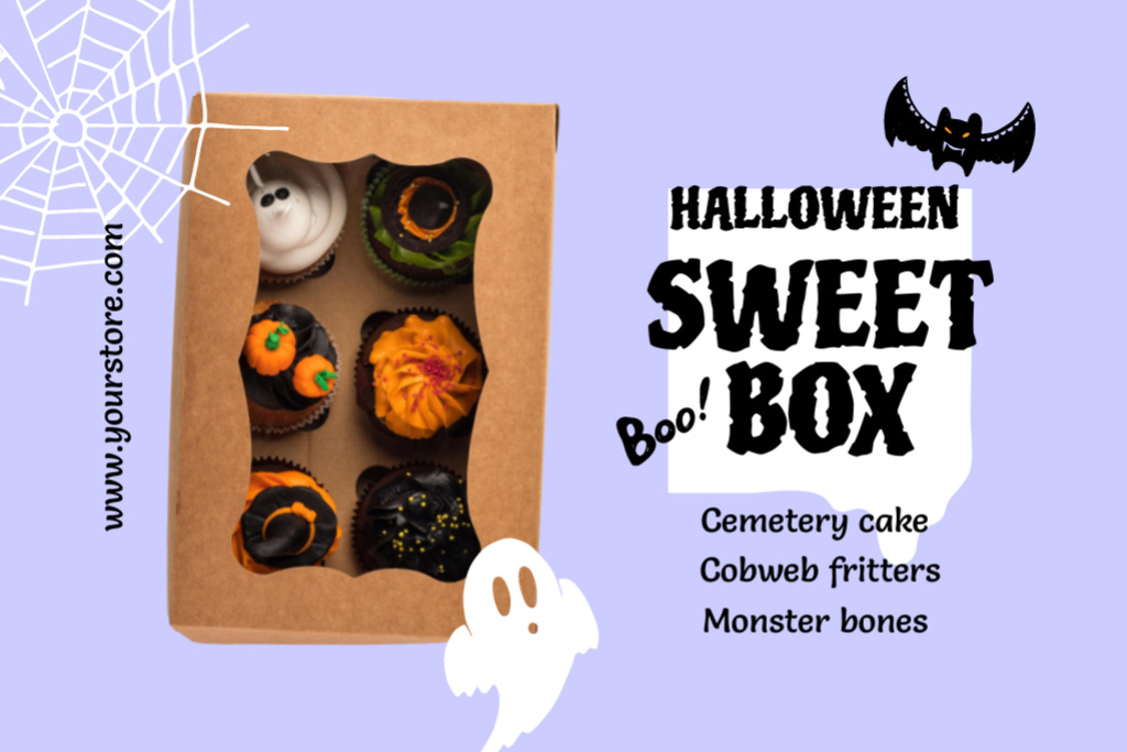 Ontwerpsjabloon van Label van Halloween Sweet Box Offer