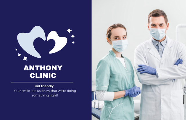 Doctors in Dentistry Clinic Business Card 85x55mmデザインテンプレート