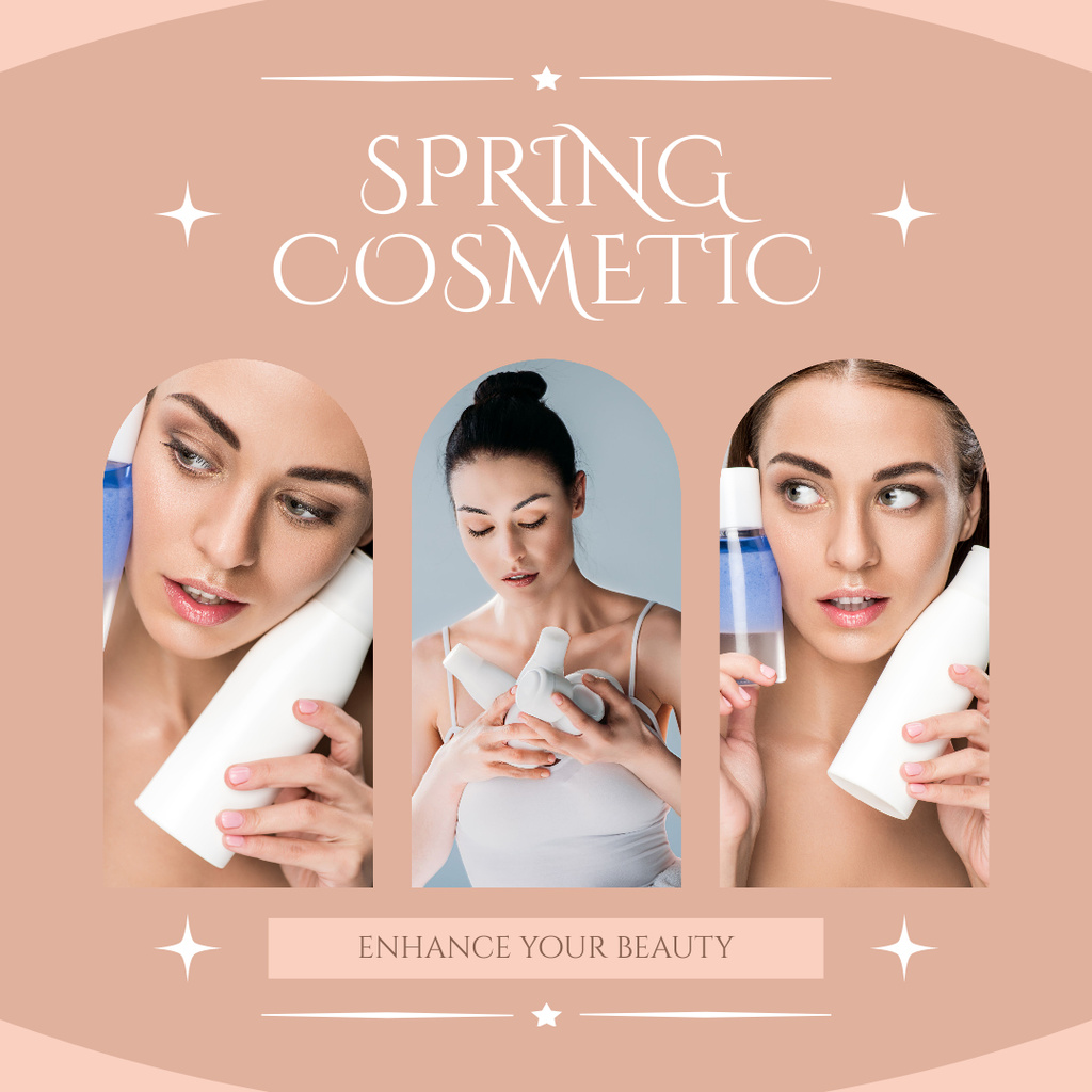 Collage with Spring Sale Skincare Cosmetics Instagramデザインテンプレート