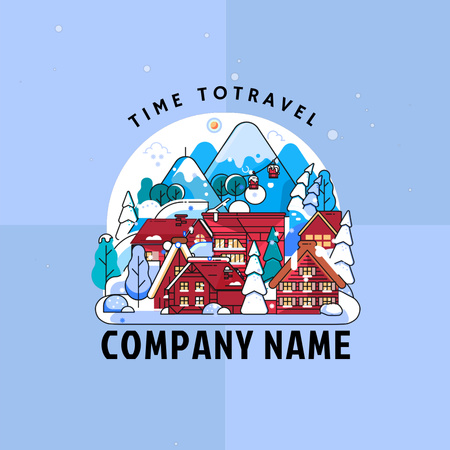 Plantilla de diseño de Tiempo de viaje de invierno Animated Logo 