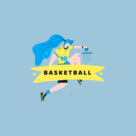 Designvorlage mädchen spielt basketball für Logo