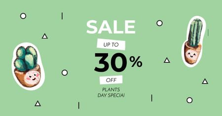 Platilla de diseño Plants Day Offer with Succulents Facebook AD
