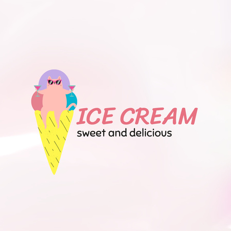Modèle de visuel offre de crème glacée délicieuse - Logo