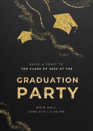 Graduation Party Announcement with Students' Hats Invitation Design Template