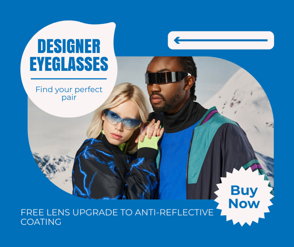 Designvorlage Women's and Men's Sunglasses Offer for Every Moment für Facebook