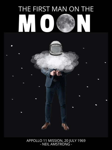 Presentation on First Man on Moon Poster US Design Template