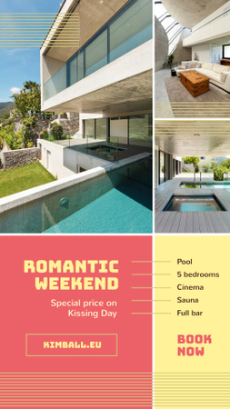 Ontwerpsjabloon van Instagram Story van Real Estate Ad with Pool by House