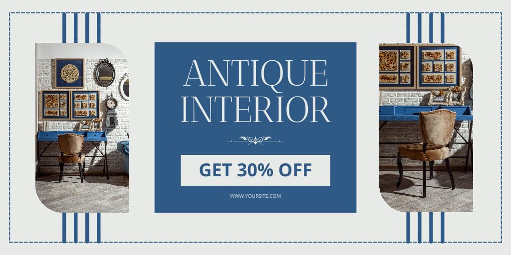 Antiques Interior Store Offer Furniture Pieces With Discount Twitter Πρότυπο σχεδίασης