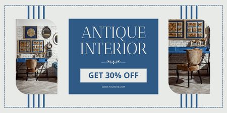 Antiques Interior Store Offer Furniture Pieces With Discount Twitter Design Template
