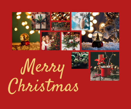 Cute Christmas Greeting with Decoration Facebook Design Template