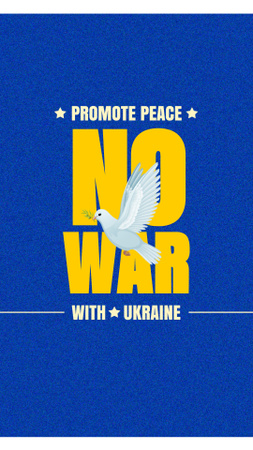 Pigeon with Phrase No to War in Ukraine Instagram Story Tasarım Şablonu