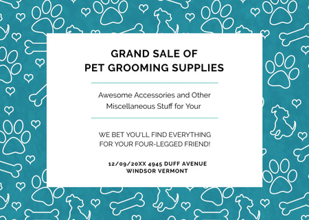 Grand sale of pet grooming supplies Postcard 5x7in Design Template