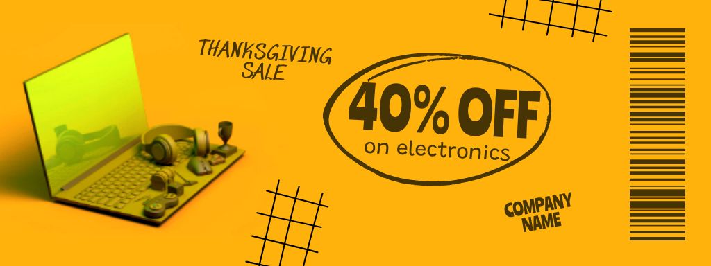 Gadgets Sale on Thanksgiving in Yellow Coupon Πρότυπο σχεδίασης