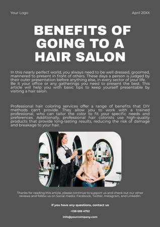 Преимущества посещения парикмахерской Newsletter – шаблон для дизайна