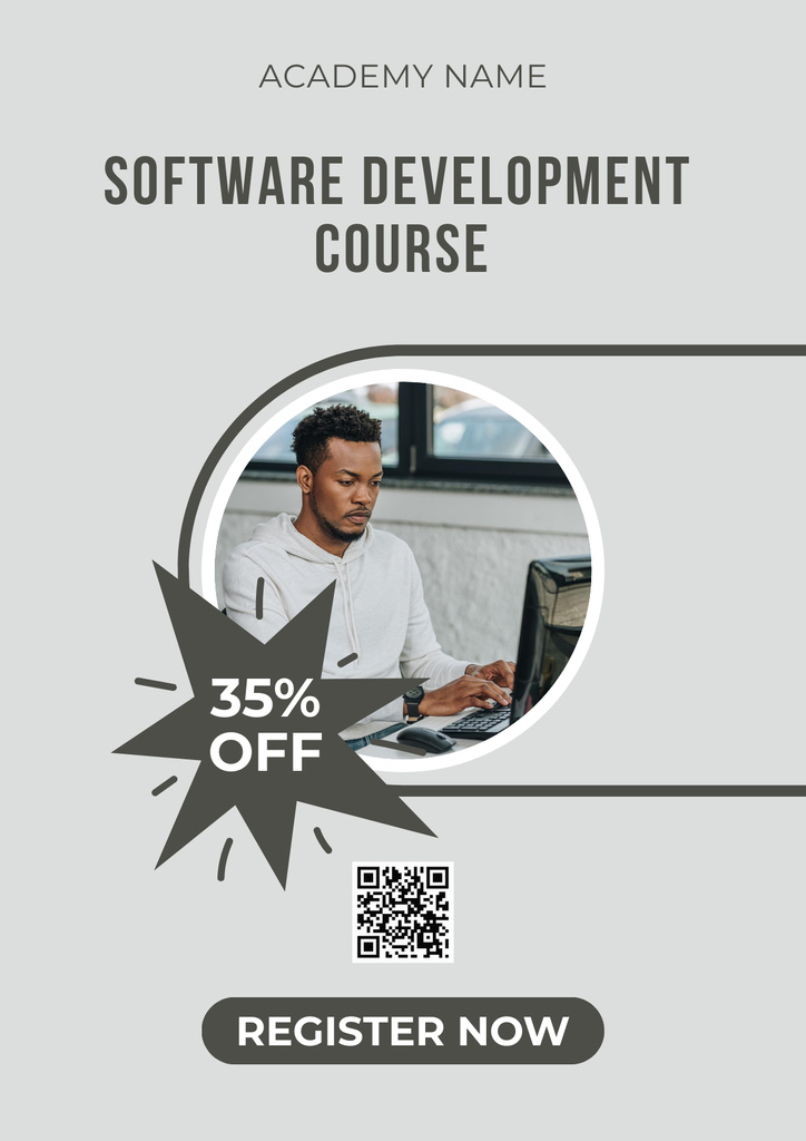 Software Development Course Ad with Offer of Discount Poster – шаблон для дизайна