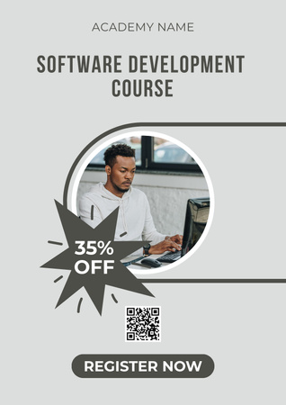 Software Development Course Ad with Offer of Discount Poster Design Template