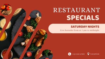 Restaurant Offer with Delicious Dishes Title Design Template