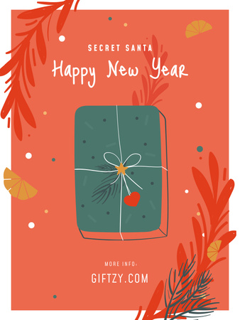 Ontwerpsjabloon van Poster US van Secret Santa-evenement met geschenkdoos