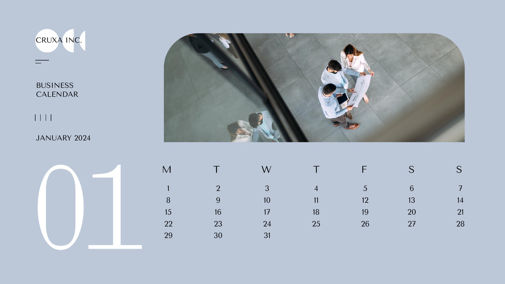 Platilla de diseño Businesspeople and Urban Buildings Calendar