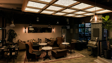 Authentic Design of Cafe lounge Zoom Background Šablona návrhu