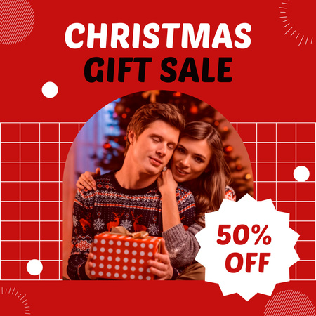 Christmas Sale Announcement with Couple in love Instagram Design Template