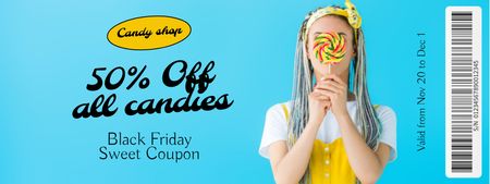 Sweet Candies Sale on Black Friday Voucher Coupon Design Template