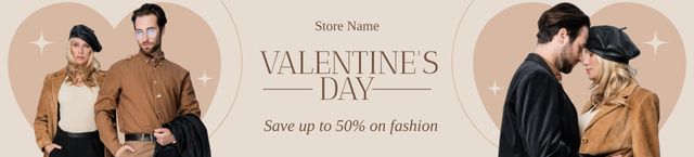 Plantilla de diseño de Valentine's Day Sale with Stylish Couple in Love Ebay Store Billboard 