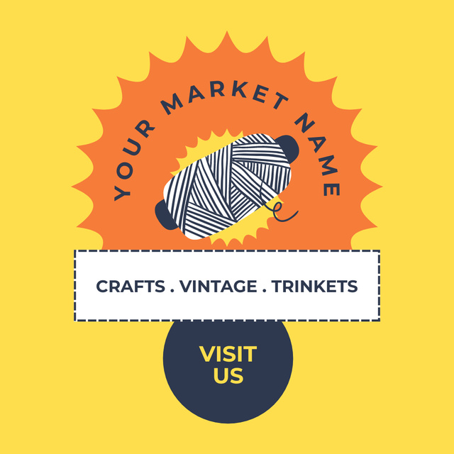 Invitation to Vintage Craft Market Instagram tervezősablon