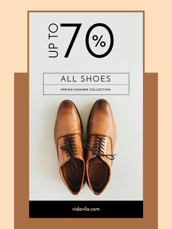 Fashion Sale with Stylish Male Shoes Poster US Πρότυπο σχεδίασης