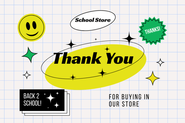 Designvorlage Convenient School Supplies Store Promotion And Gratitude To Constant Client für Postcard 4x6in
